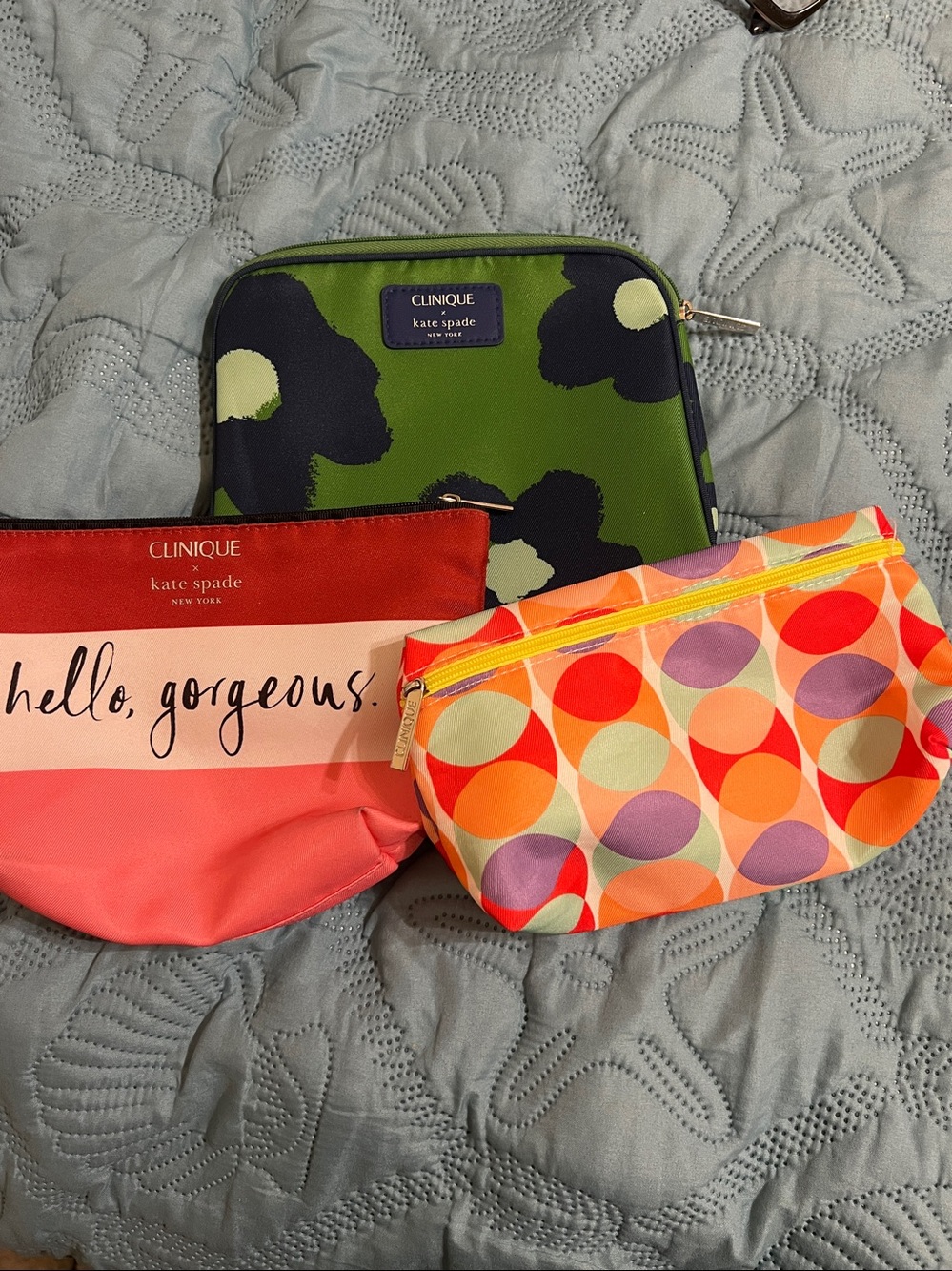 kate spade x Clinique Trio of Large Cosmetic Pouches